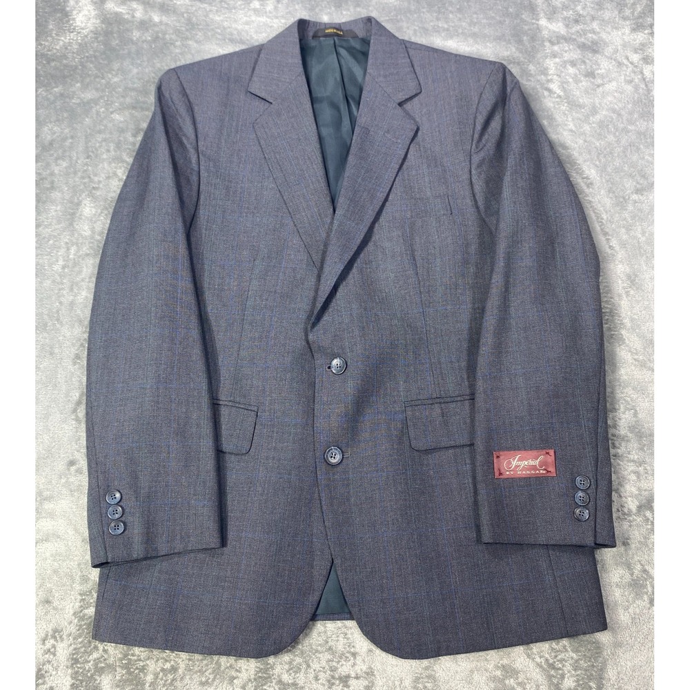 VTG Haggar Blazer Jacket Imperial‎ Mens 38S Gray Windowpane Sport Coat Deadstock